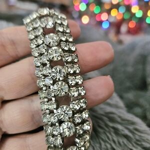 Mid-Century Rhinestone Bracelet Gorgeous Retro Vintage Jewelry Antique 1950s